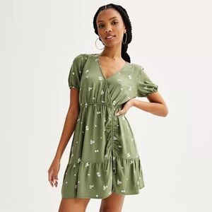 SO A line v neck mini dress